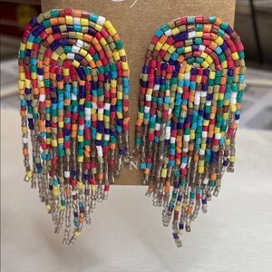 Plunder Design Kinley Reece Beaded Fringe Earrings Multicolor NIB
